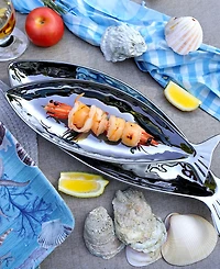 Certified International Silver Coast 3-d 2Pc Fish Platter Set