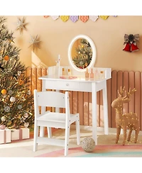 Sugift Kids Vanity Set with Lighted Mirror-White