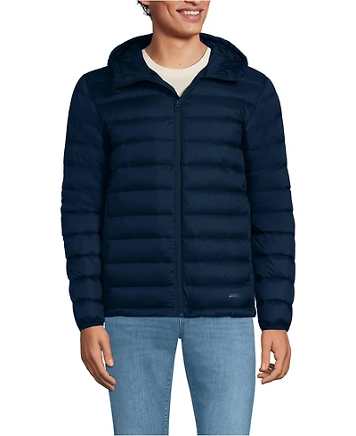 Lands' End Men's Tall Hooded Wanderweight Packable Down Jacket