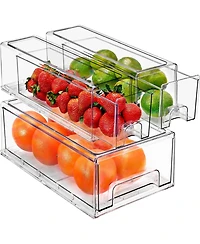 Sorbus 3 Piece (2 Small & 1 Medium) Clear Stackable Pull-Out Drawers - Organization and Storage Containers for Kitchen, Pantry, Bathroom and More