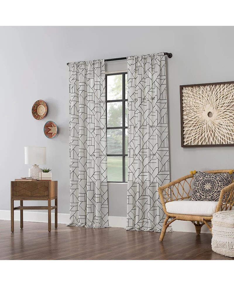 Jigsaw Embroidery Linen Blend Curtain