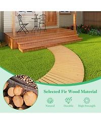Sugift 7 Ft Wooden Garden Pathway Roll Out Curved Fir Wood Walkway with Anti-slip Surface
