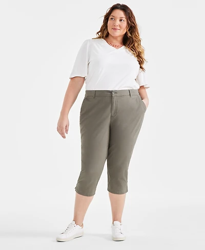 Style & Co Women's Plus Mid-Rise Comfort Waist Capri Pants, Created for Macy's
