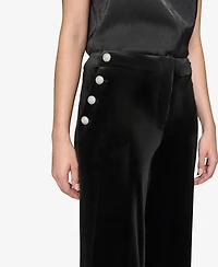 Karl Lagerfeld Paris Women's Velvet Rhinestone-Button Pants
