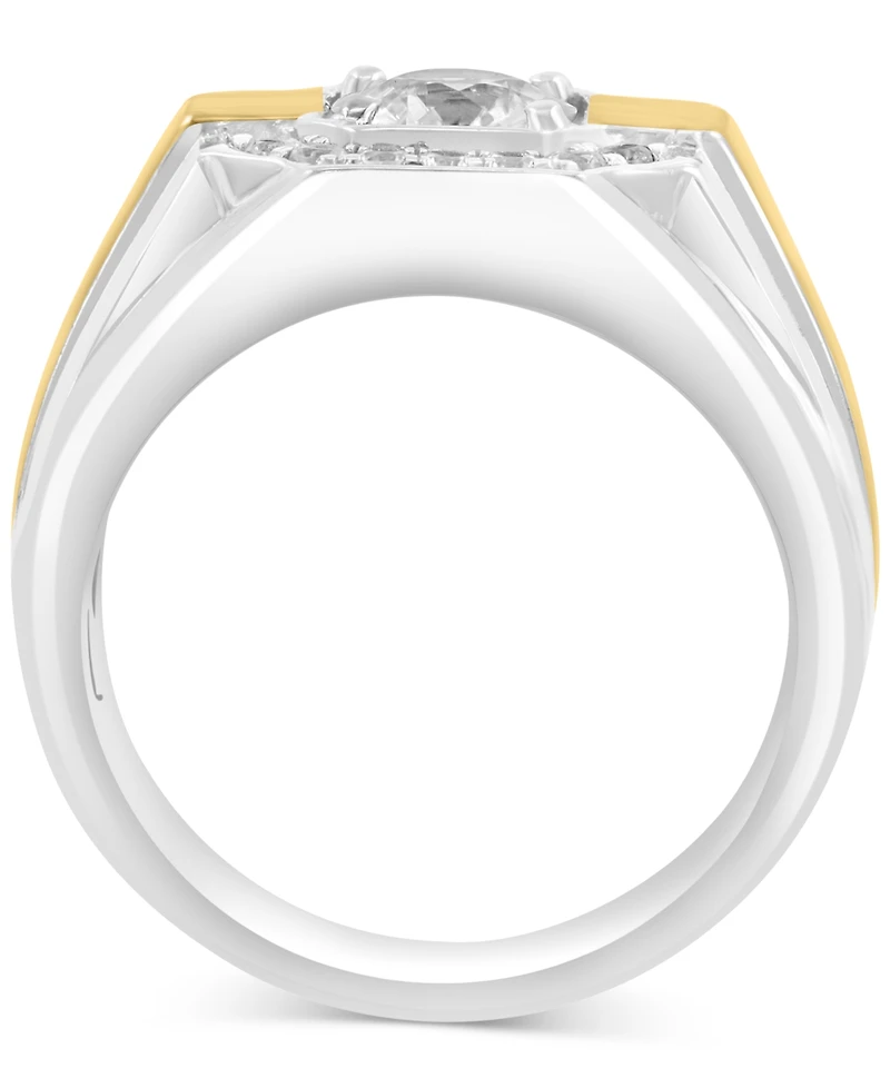 Effy Men's Zircon Octagon Framed Ring (2-1/4 ct. t.w.) in Sterling Silver & 14k Gold-Plate