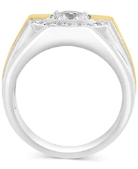 Effy Men's Zircon Octagon Framed Ring (2-1/4 ct. t.w.) in Sterling Silver & 14k Gold-Plate