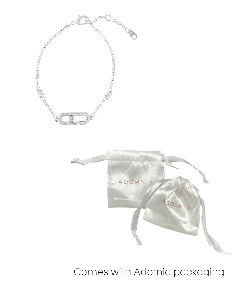 Adornia Silver Adjustable Cubic Zirconia Dancing Stone Bracelet