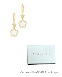Adornia Gold Cubic Zirconia White Clover Earrings
