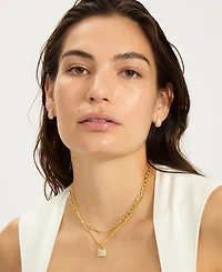 Adorni Adjustable Crystal Layered Chain Lock Necklace