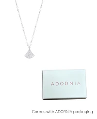 Adornia Silver Adjustable Cubic Zirconia Pave Leaf Pendant Necklace
