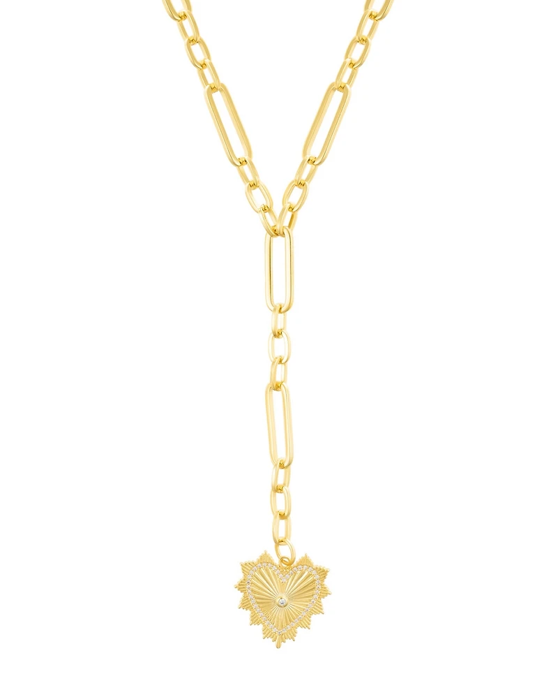 Adornia Gold Cubic Zirconia Jagged Heart Mixed Link Y-Necklace