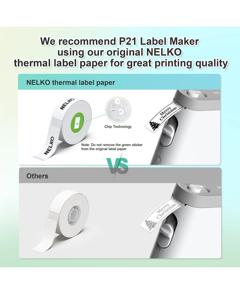 Nelko P21 Genuine Adhesive Pattern with Border Label Paper 14x40mm (0.55"x1.57") 180 Labels/Roll, 3 Roll, for Home Office School Organization, Gift fo