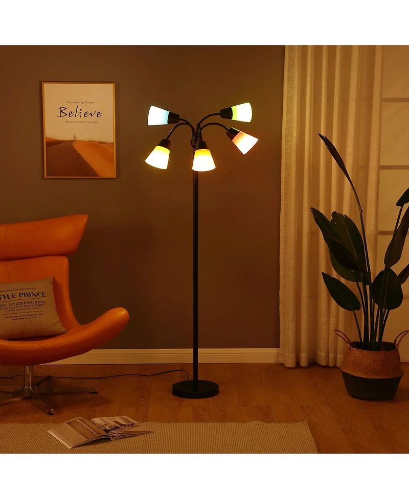 Medusa Modern 78" Led 5-Light Floor Lamp with Interchangeable Shades