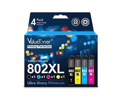 Valuetoner Remanufactured Ink Cartridge Replacement for Epson 802XL 802 Xl T802XL to use with Workforce Pro Wf-4720 Wf-4730 Wf-4734 Wf-4740 (4 Pack)