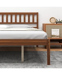 Queen Wood Bed Frame with Headboard and Slat Support-Queen
