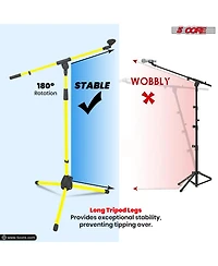 5 Core Microphone Stand 4 Pcs Floor Height Adjustable w Telescoping Boom Arm