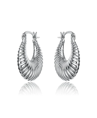 Seashell Long Hoop Earrings Set White Gold Plated, 14k or 18k Rose Plated