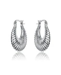 Seashell Long Hoop Earrings Set White Gold Plated, 14k or 18k Rose Plated