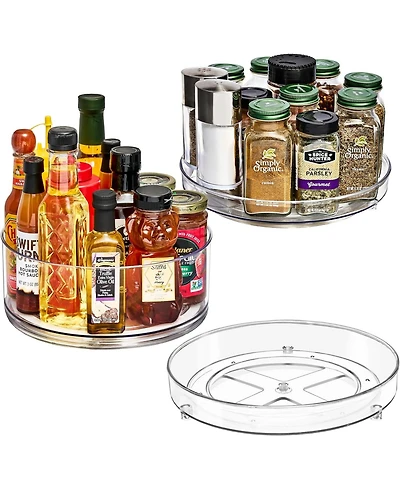 Sorbus Clear Acrylic Lazy Susan Organizer 3 Pack - for Fridge, Pantry, Cabinet, Table, Makeup, Set