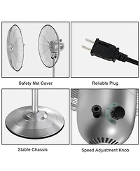 Sugift 18 Inch Metal Adjustable Oscillating Pedestal Fan