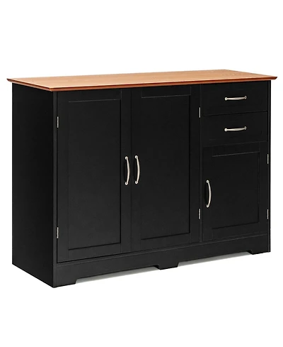 Buffet Storage Cabinet with 2-Door and 2 Drawers-Black
