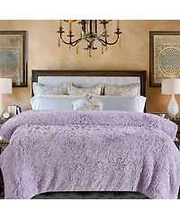 Chanasya Premium Solid Faux Long Fur Throw Blanket - Soft, Fuzzy For Bed or Couch 60" x 70" Aubergine