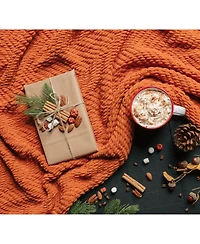 Chanasya Premium Textured Knit Throw Blanket with Tassels - Soft, Cozy for Couch, Bed