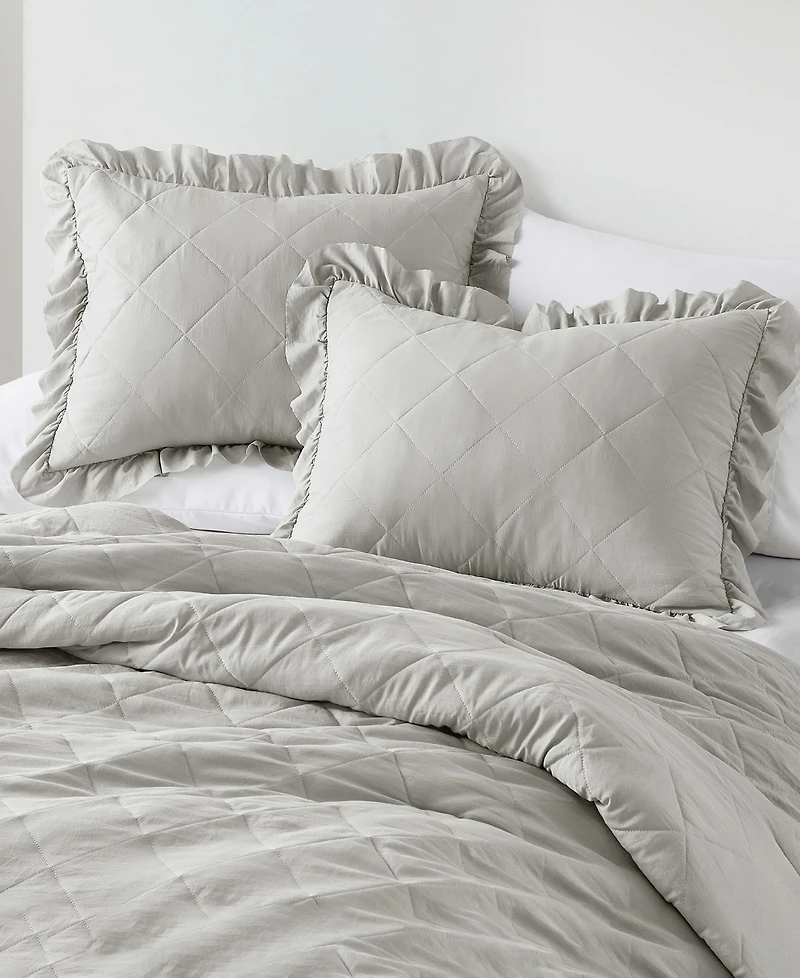 510 Design Phoebe Diamond Quilted Ruffle Edge 3-Pc. Comforter Set, Full/Queen