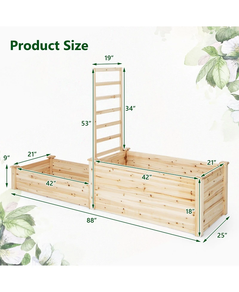Raised Garden Bed with Trellis-Natural