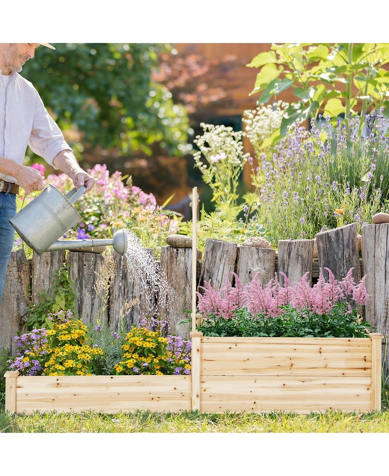 Raised Garden Bed with Trellis-Natural
