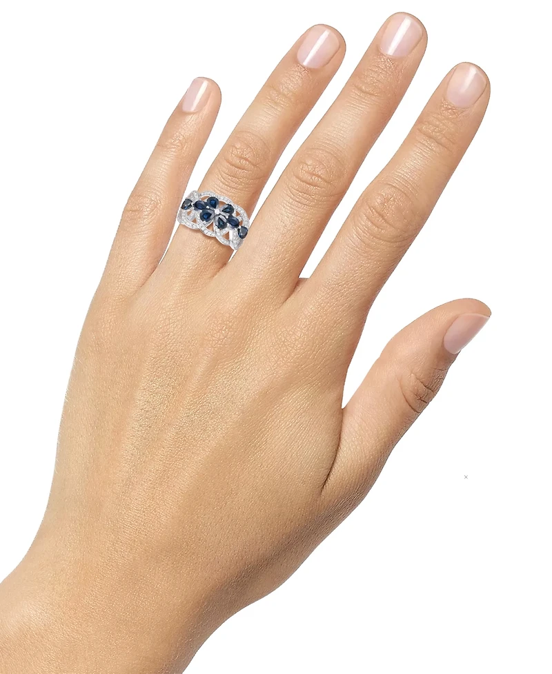 Emerald (2-1/4 ct. t.w.) & Diamond (1/4 Flower Openwork Ring 14k Gold (Also Ruby Sapphire)