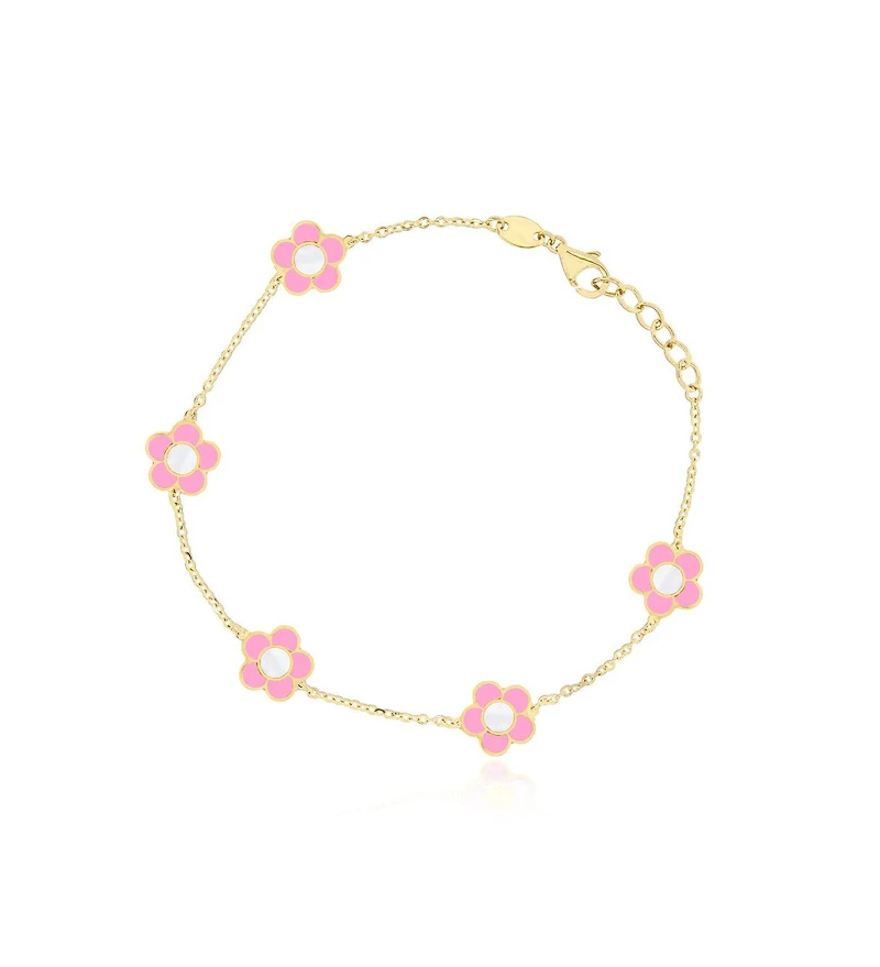 The Lovery Bubblegum Pink Daisy Bracelet 14K Gold