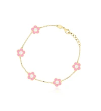The Lovery Bubblegum Pink Daisy Bracelet 14K Gold