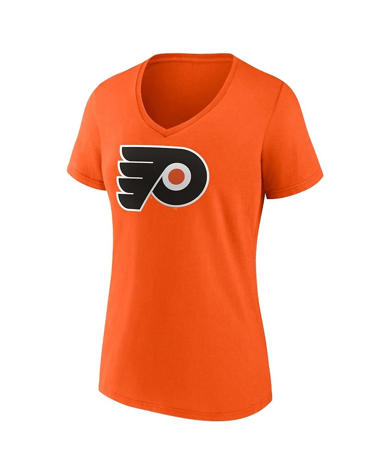 Fanatics Women's Orange Philadelphia Flyers Primary Logo Team V-Neck T-Shirt