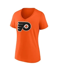 Fanatics Women's Orange Philadelphia Flyers Primary Logo Team V-Neck T-Shirt