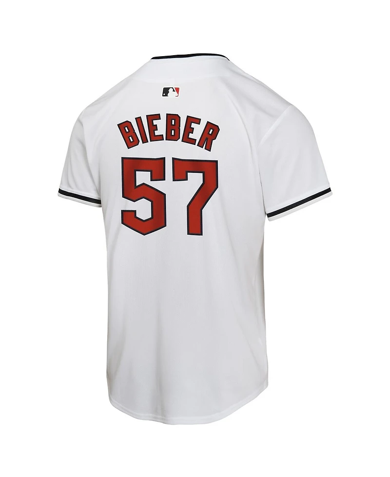 Nike Big Boys and Girls Shane Bieber White Cleveland Guardians Home Game Player Jersey
