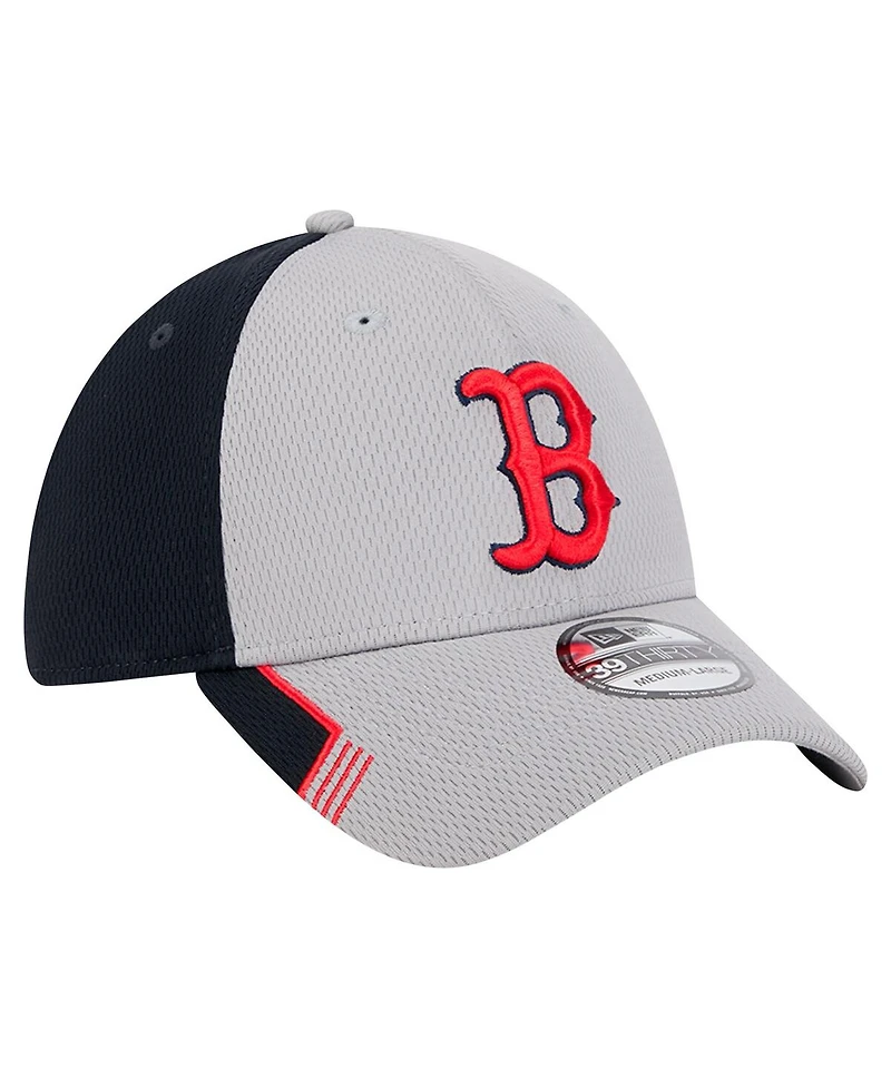 New Era Men's Gray/Black Boston Red Sox Visor Trim 39THIRTY Flex Hat