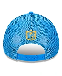 New Era Men's Stone/Powder Blue Los Angeles Chargers 2024 Sideline Historic 9FORTY A-Frame Trucker Adjustable Hat