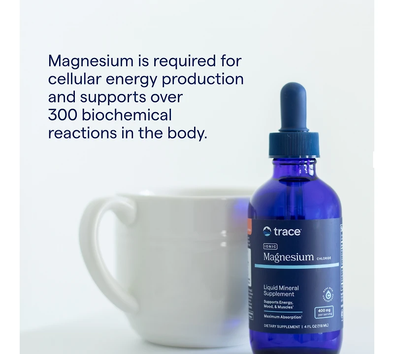 Trace Minerals Liquid Ionic Magnesium 400 mg | Helps Maintain Essential Body Functions | 4 fl oz (32 Servings)