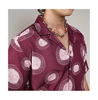 Campus Sutra Men's Wine Red Relaxed Face Shirt