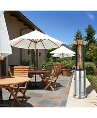 40000 Btu Patio Heaters Stainless Steel Round Propane Glass Tube Flame