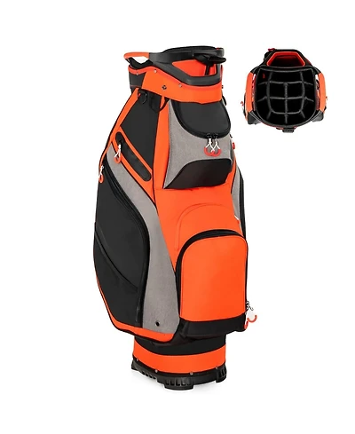 10.5 Inch Golf Stand Bag with 14 Way Dividers and 7 Zippered Pockets-Orange