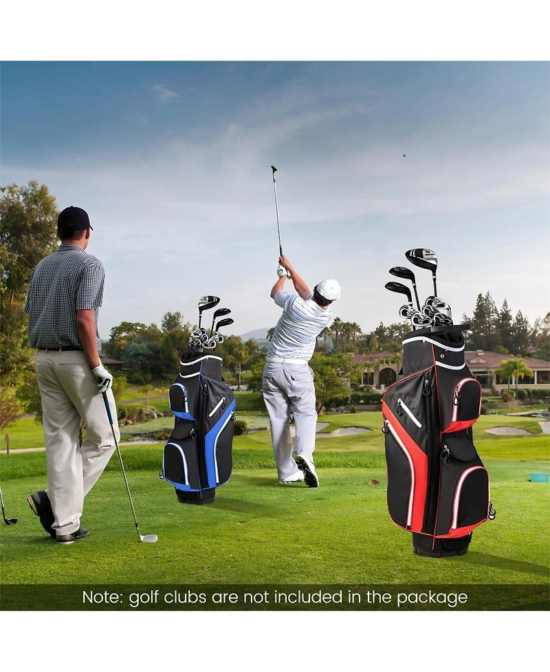 Golf Cart Bag with 14 Way Top Dividers-Red