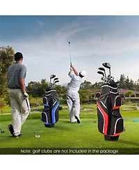 Golf Cart Bag with 14 Way Top Dividers-Red