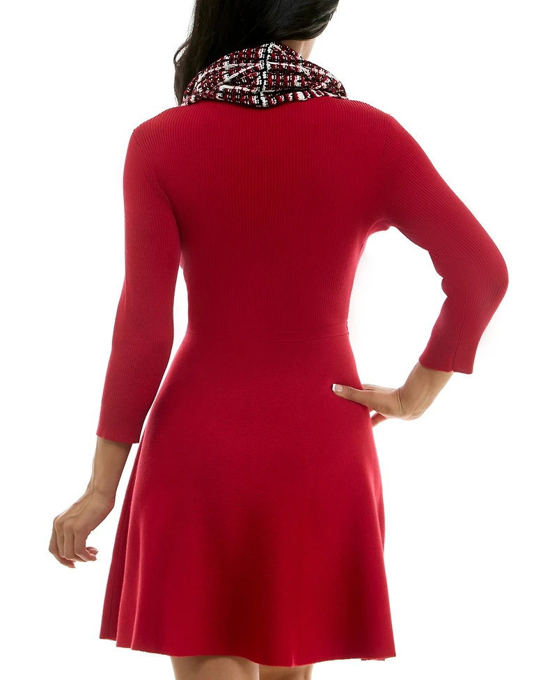 Bcx Juniors' Scarf Fit & Flare Sweater Dress