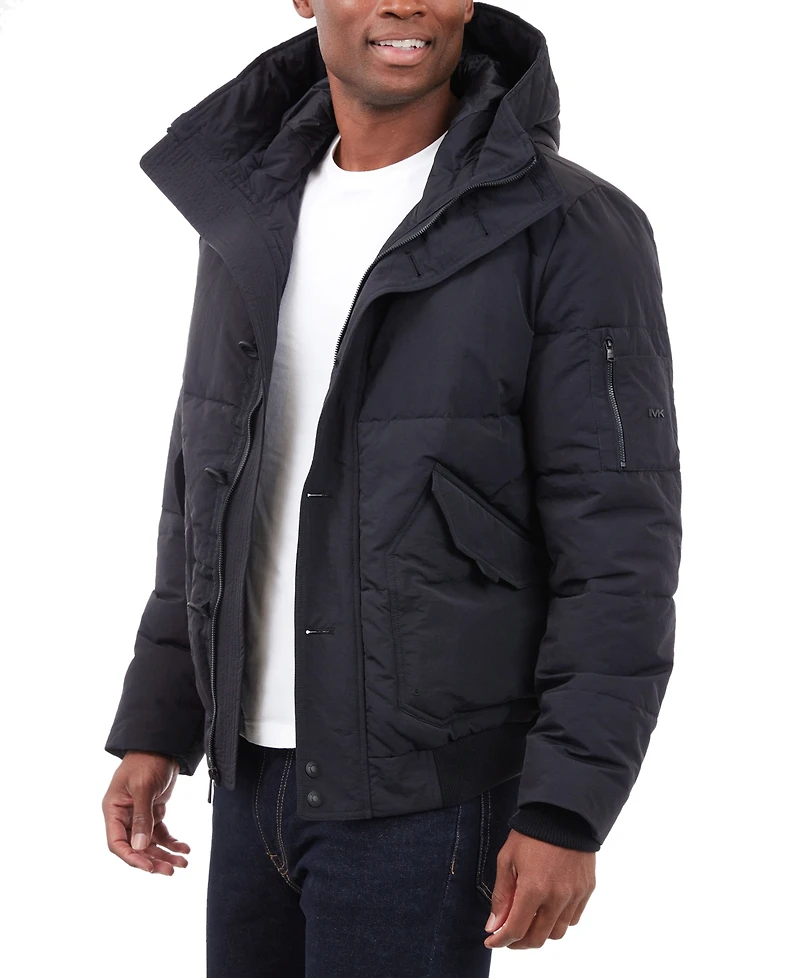 Michael Kors Men's Crinkle Nylon Heavy Short Snorkel Coat