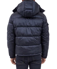 Michael Kors Men's Heavyweight Metallic Finish Hooded Puffer Jacket