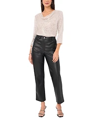 Vince Camuto Women's Sequined Cowlneck 3/4-Sleeve Top
