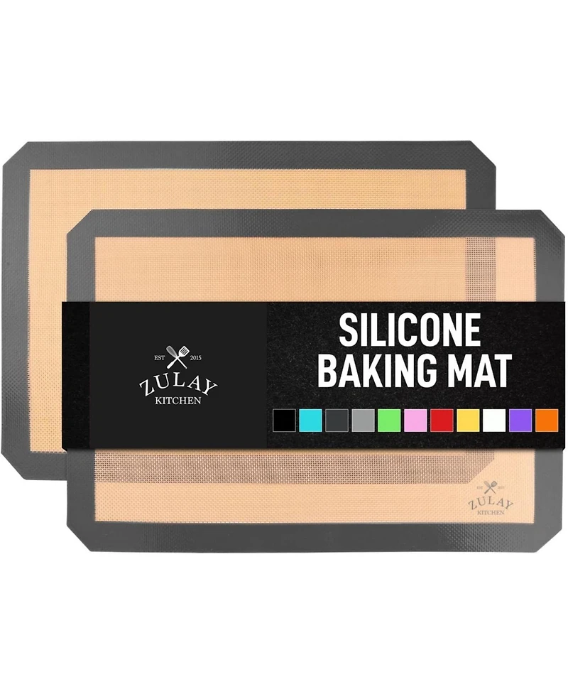Zulay Kitchen (2 Pack) Silicone Baking Mat Sheet Set - Reusable Baking Mat Nonstick