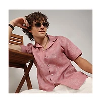 Men's Rouge Pink Embroidered Lined Shirt